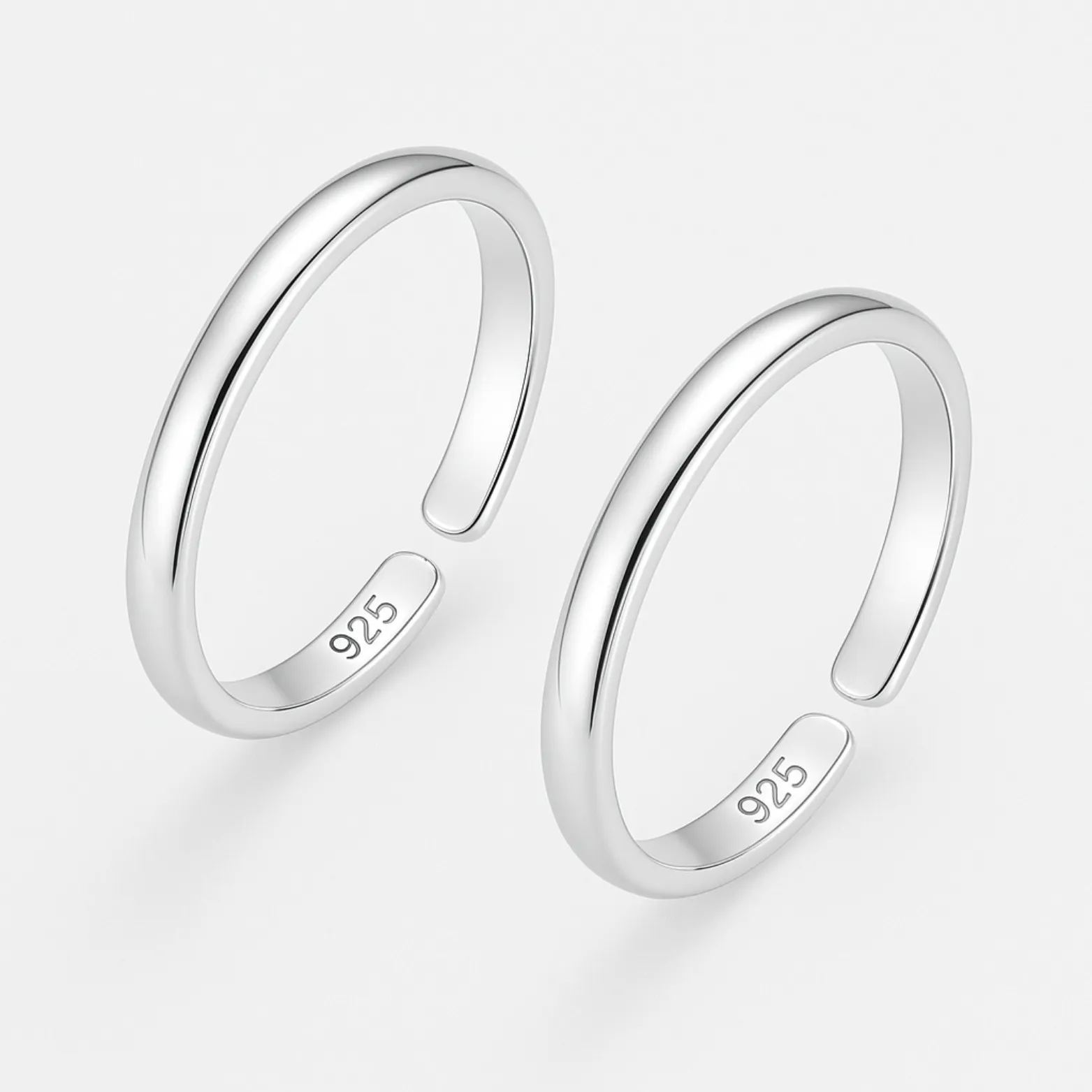Classic Sterling Silver Toe Rings Set of 2